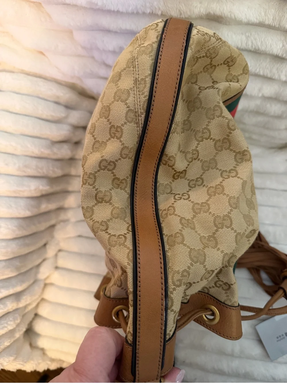Gucci GG Canvas Web Rania Drawstring Hobo Bag